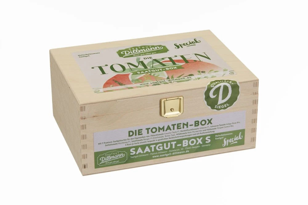 Tomaten Saatgut - Box S (Holzbox) | Gemüsesamen-Sets Von Saatgut Dillmann 3 Tomaten Saatgut - Box S (Holzbox) | Gemüsesamen-Sets Von Saatgut Dillmann