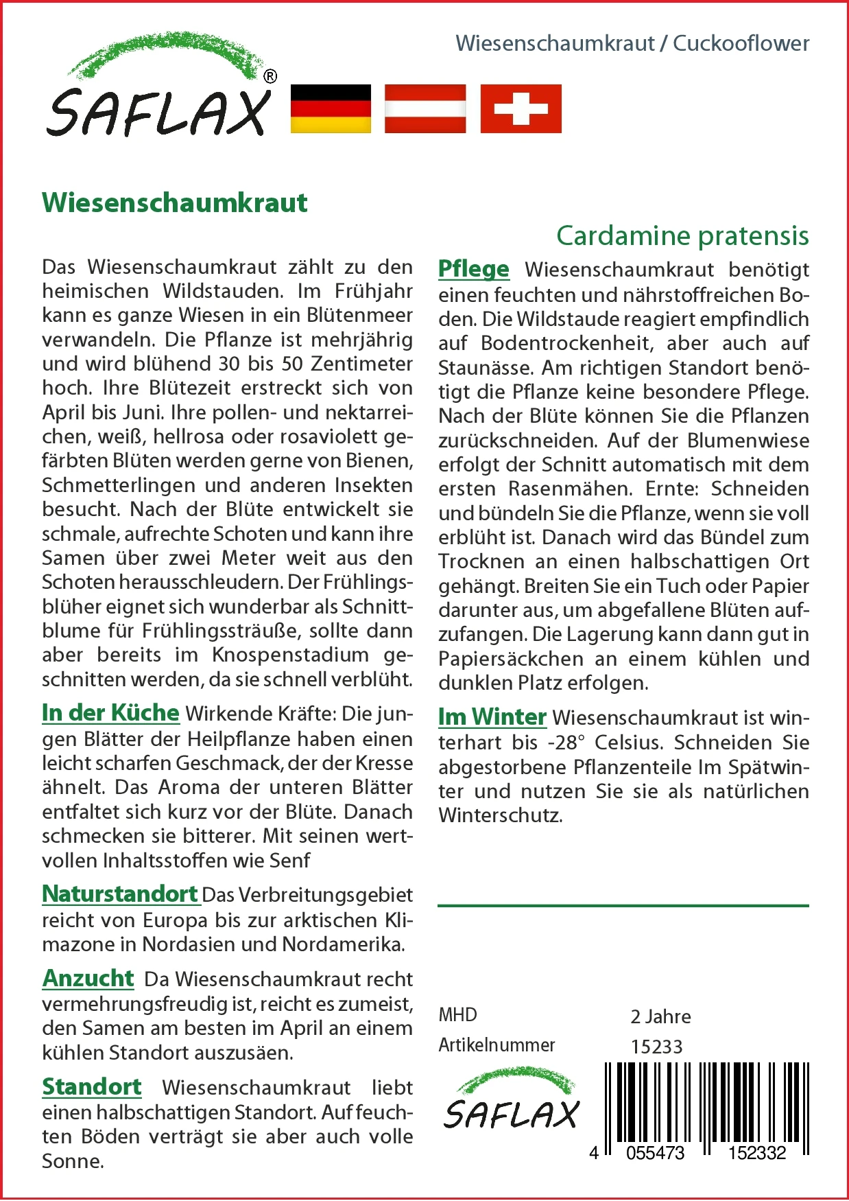 Wiesenschaumkraut | Wildblumensamen Von Saflax 4 Wiesenschaumkraut | Wildblumensamen Von Saflax – Bild 2