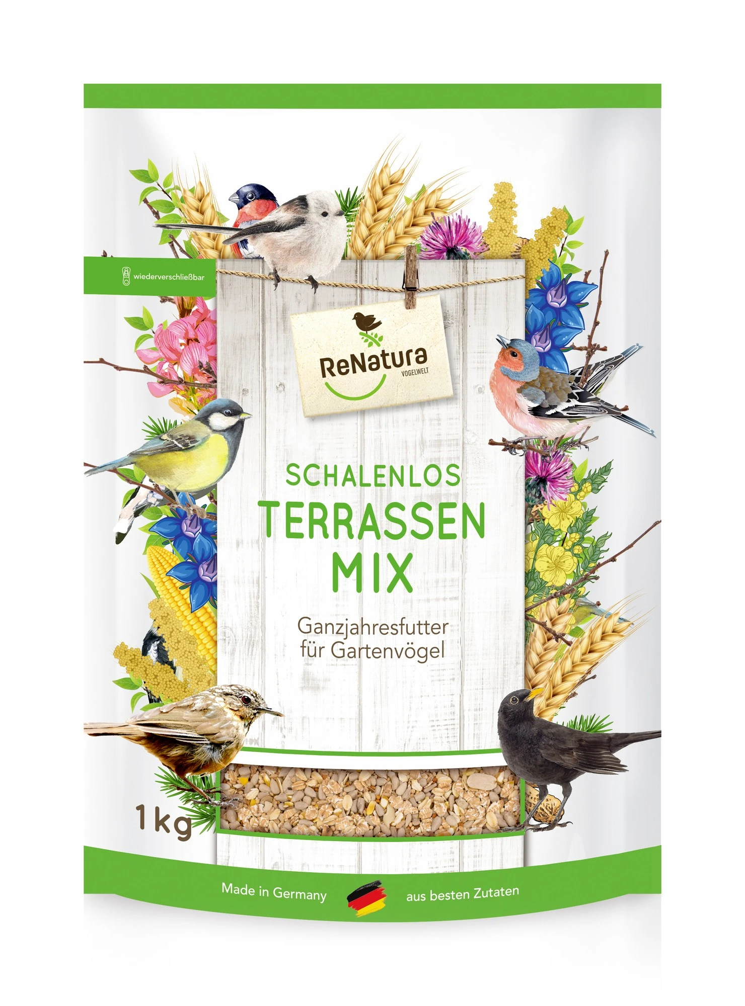 Ganzjahres Terrassenmix Schalenlos (1 Kg) | Gartenvogelfutter Von ReNatura 3 Ganzjahres Terrassenmix Schalenlos (1 Kg) | Gartenvogelfutter Von ReNatura